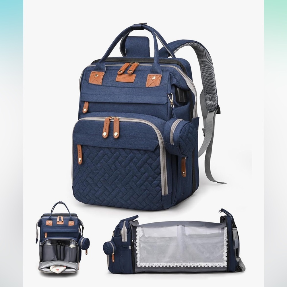 Diaper bag backpack- blue. New in box!